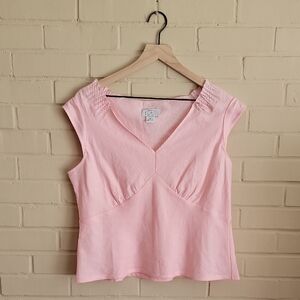 NWOT LOFT Pink Smocked Sleeveless Blouse Sz 12P